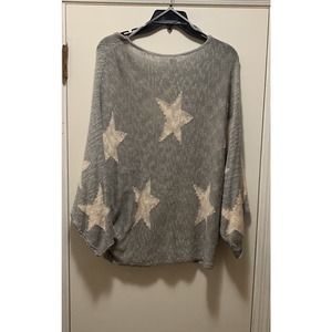 Wishlist Women Sweater M Tan With Cream Colored Stars
